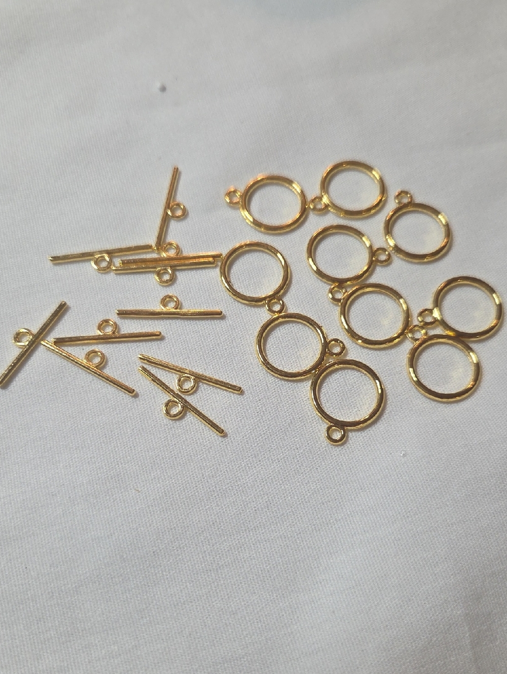 Gold Toggle Clasps Set - Round Ring and Bar Connectors  10 sets